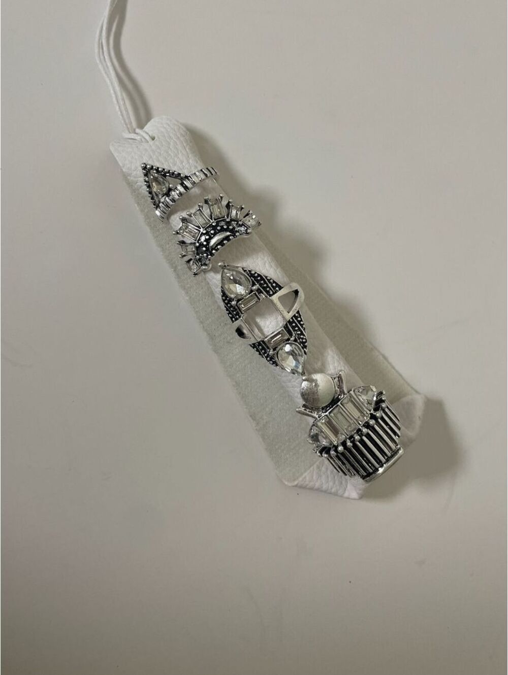 Free People Rhapsody Stackable Ring Set - Silver Tone & Crystal - 4 Piece Set